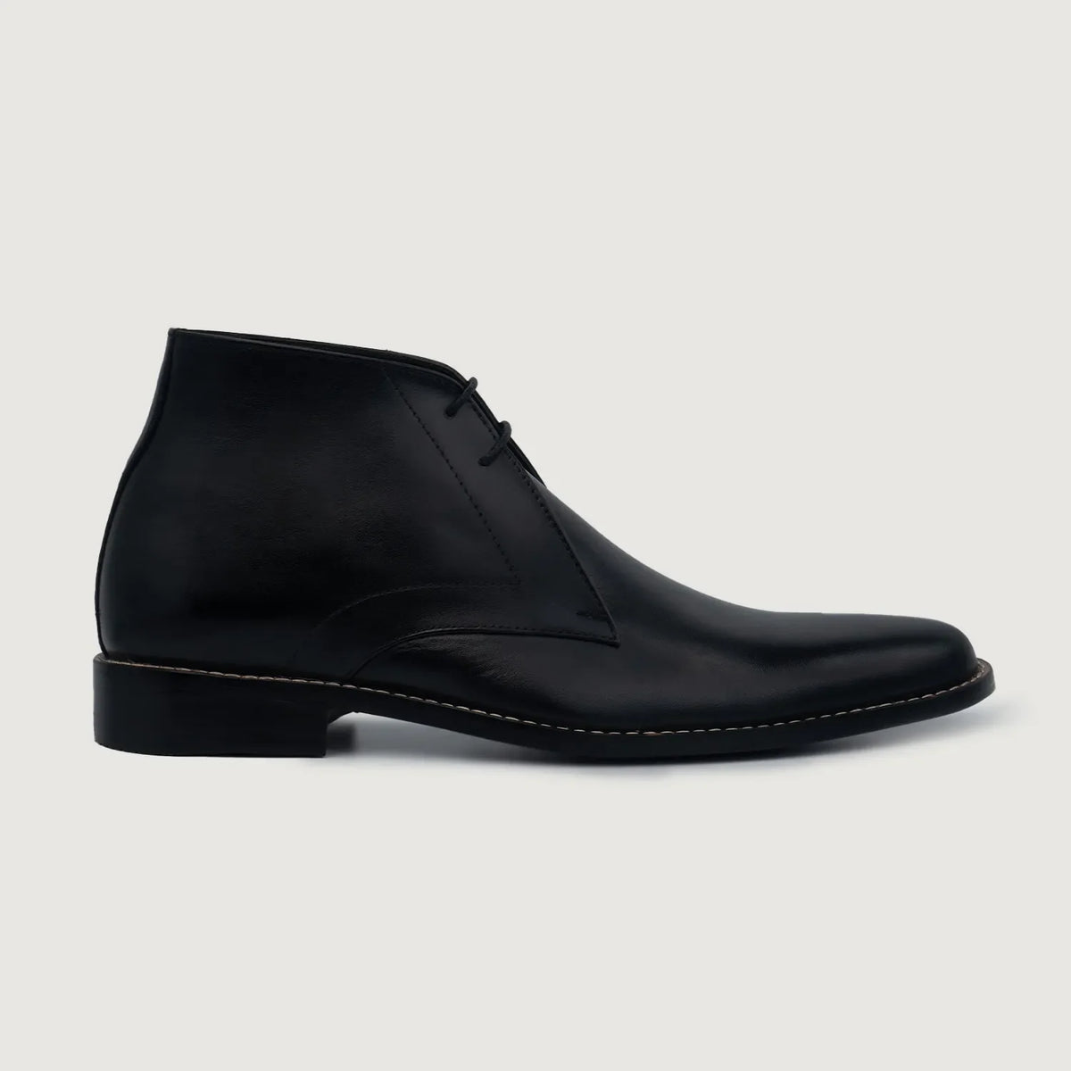 Black Full-Grain leather Boots - Goodyear Welt Construction & Front Toe Box Detail