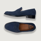 High-Traction Rubber Outsole & Lug Tread Pattern on Baxton Blue Suede Leather Loafers For Men