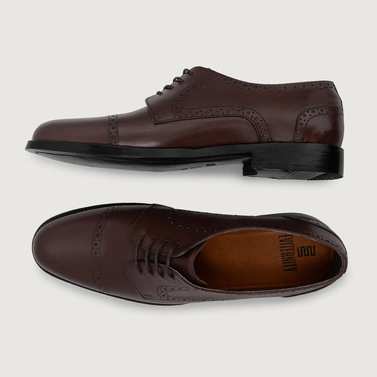 Dirk Brogues Derby Maroon Leather Shoes For Men - Reinforced Heel Counter & Precision Double-Row Stitching Detail