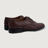 High-Traction Rubber Outsole & Lug Tread Pattern on Dirk Brogues Derby Maroon Leather Shoes For Men