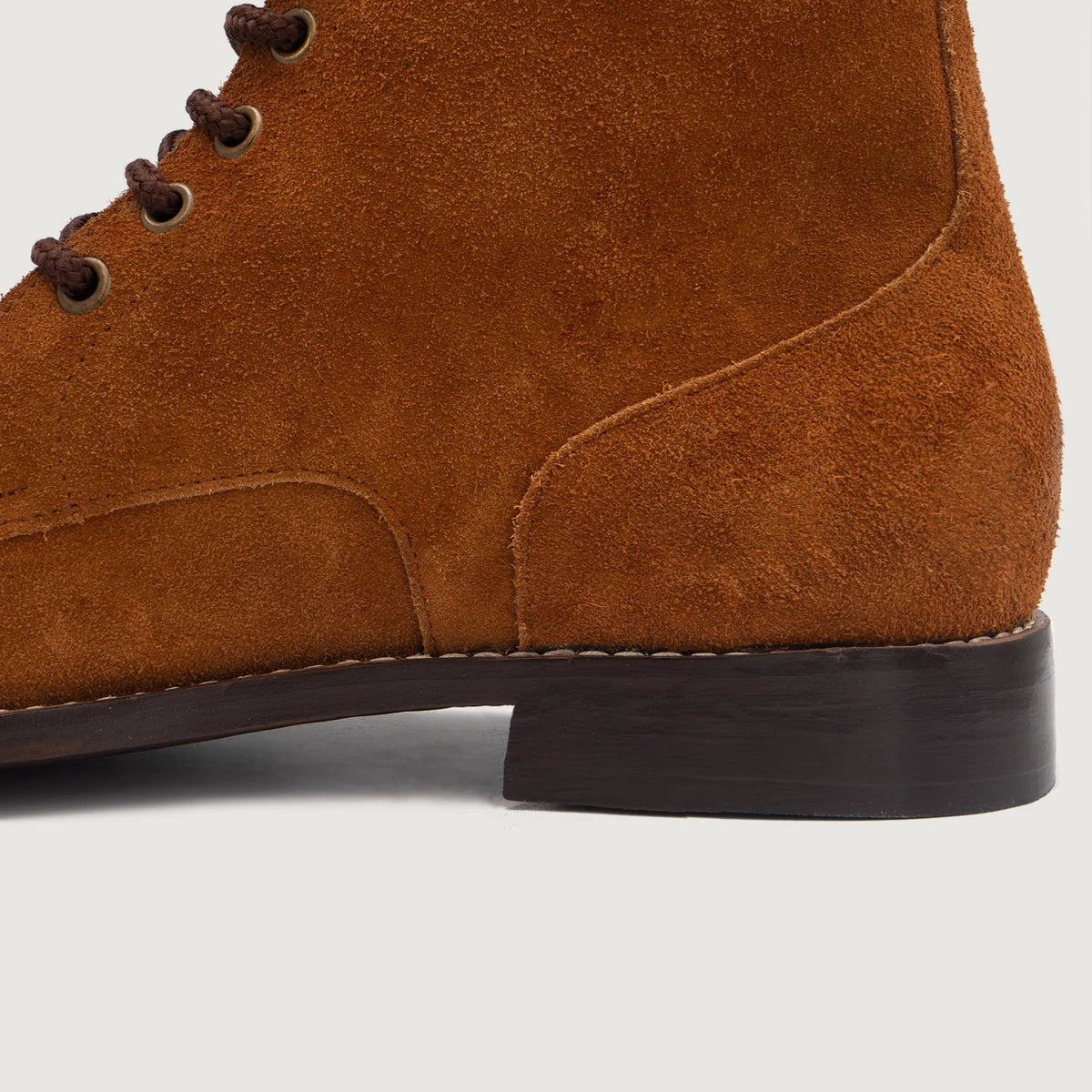 High-Traction Rubber Outsole & Lug Tread Pattern on Men's Knight Derby Brown Suede Leather Boots