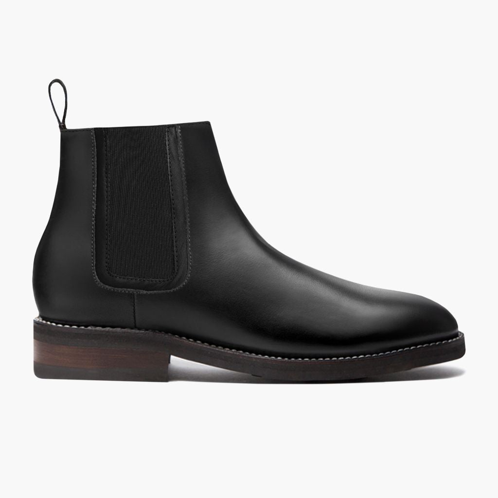 Black Full-Grain leather Boots - Goodyear Welt Construction & Front Toe Box Detail