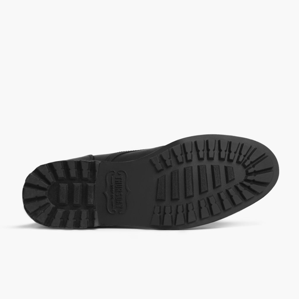 High-Traction Rubber Outsole & Lug Tread Pattern on Logger Black Matte Leather Boots
