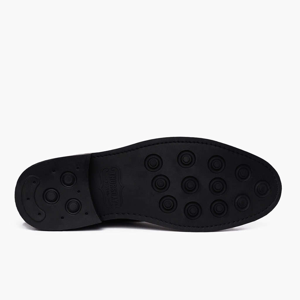 High-Traction Rubber Outsole & Lug Tread Pattern on Duke Black Leather Boots