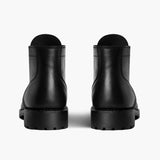 High-Traction Rubber Outsole & Lug Tread Pattern on Vanguard Black Waxed Roughout Leather Boots For Men