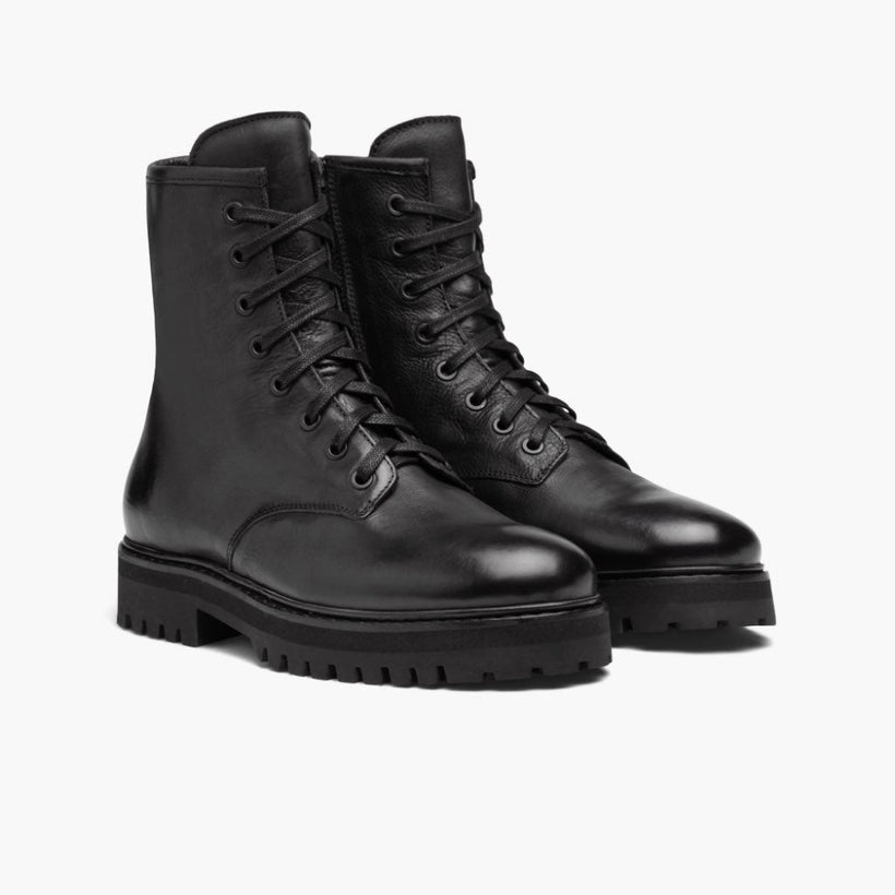 Combat Black Leather Boots