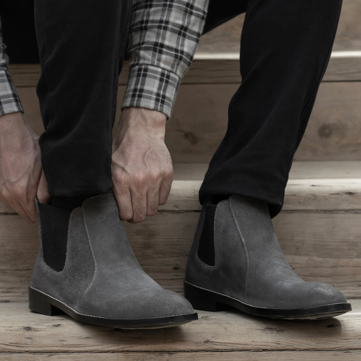 Orlaven Clarkson Chelsea Grey Suede Leather Boots - StudGuard footwear image 10