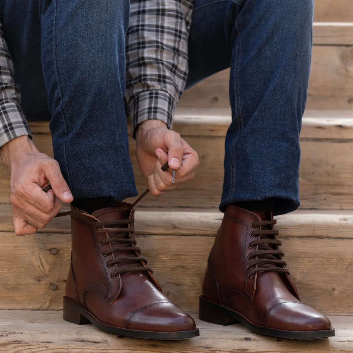 Orlaven Knight Derby Burnished Brown Leather Boots - StudGuard footwear image 10