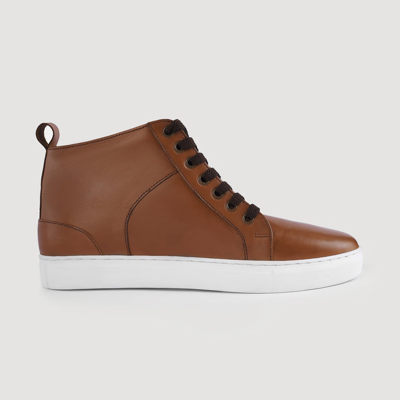 Marty High Top Tan Leather Sneakers