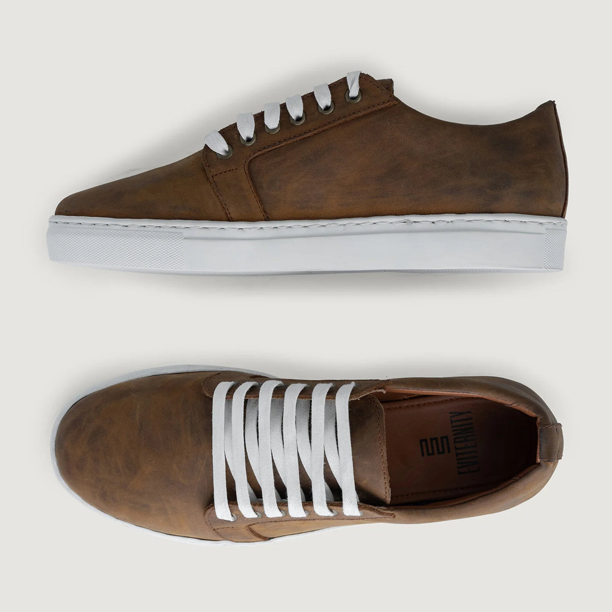 Murphy Low Top Burnt Copper Pullup Leather Sneakers For Men - Reinforced Heel Counter & Precision Double-Row Stitching Detail