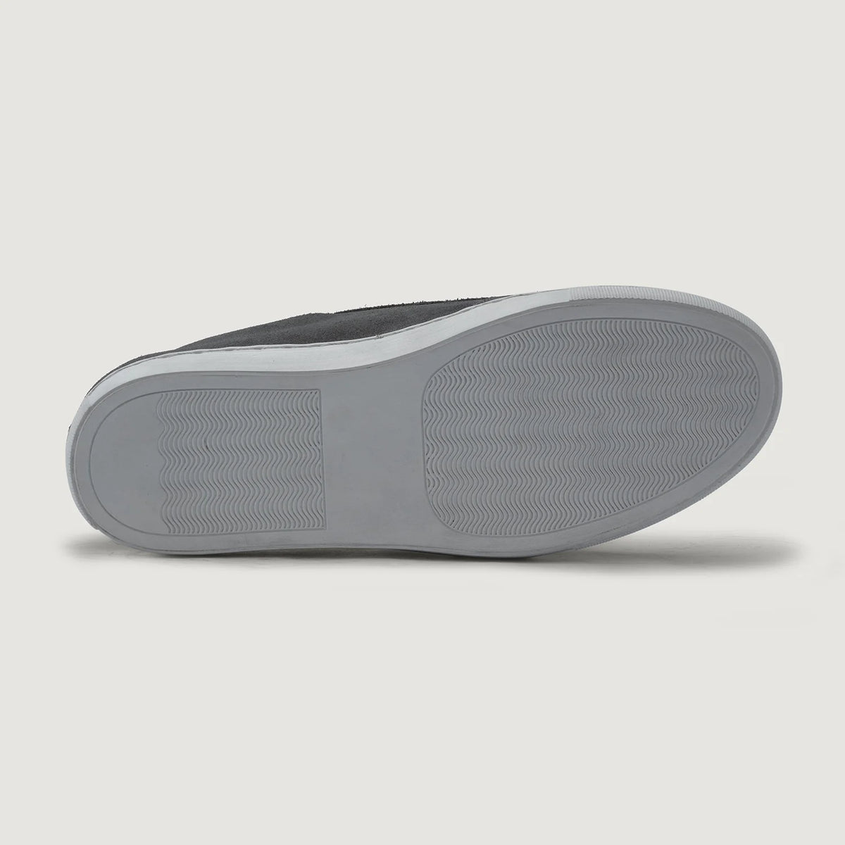 High-Traction Rubber Outsole & Lug Tread Pattern on Murphy Low Top Grey Suede Leather Sneakers For Men