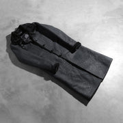 
Open Hem & Hem Craftsmanship Construction Detail on Women's Alina Shearling Black Leather Coat