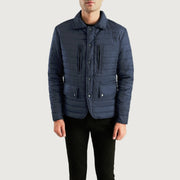 
Men's Bo Quilt Windbreaker Jacket - Lateral Side Profile View Showing Sleeve Cut & Athletic Taper Fit