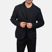 
Borges Black Blazer in Black Poly-Cotton - Front Profile View & Tailored Silhouette | Buy Online