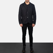 
Borges Black Blazer - Lateral Side Profile View Showing Sleeve Cut & Athletic Taper Fit