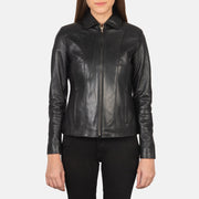 
Black Sheepskin leather Jacket - Back View Showing Tailored Shoulder Fit & Clean Hemline