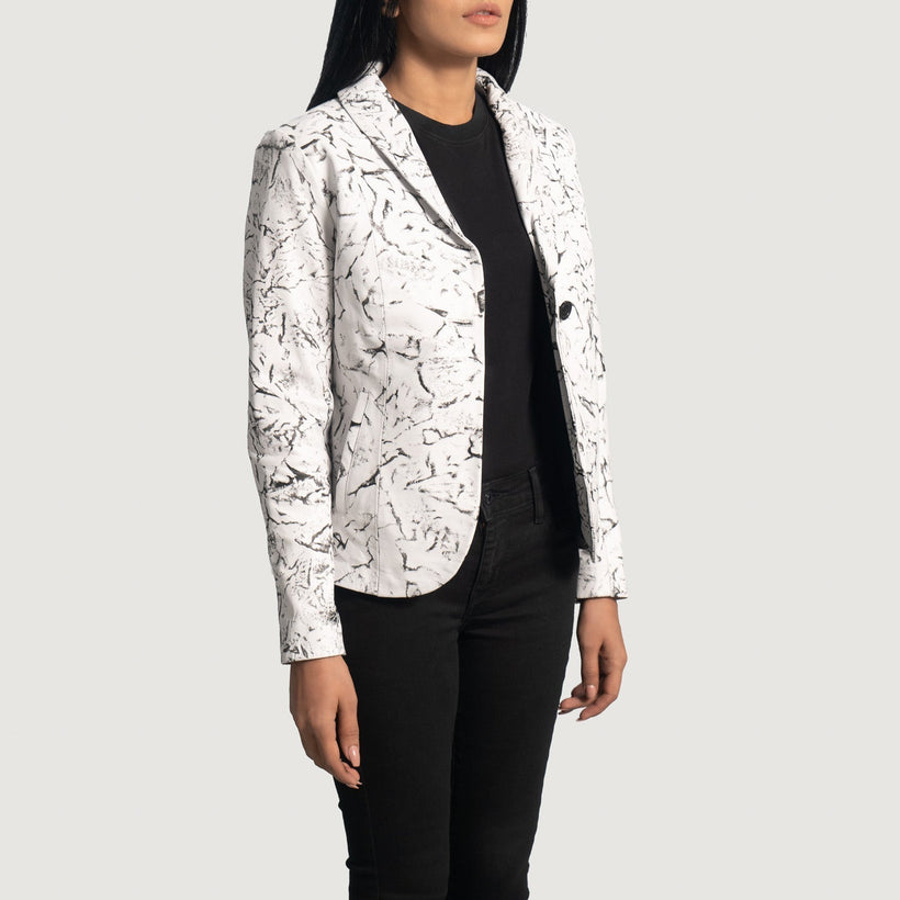 Donna Blake White Leather Blazer