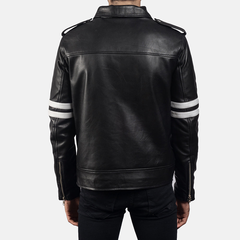 
Close-Up Detail of Shirt & Zipper Hardware on Dragonhide Black Leather Jacket