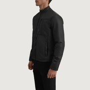 
Black Full-Grain Leather Winter Jacket - Back View Showing Tailored Shoulder Fit & Clean Hemline