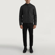 
Elliot Black Lightweight Jacket - Lateral Side Profile View Showing Sleeve Cut & Athletic Taper Fit