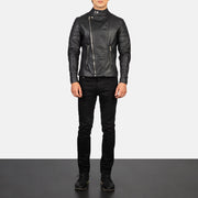 
Men's Faisor Mocha Suede Biker Jacket - Lateral Side Profile View Showing Sleeve Cut & Athletic Taper Fit