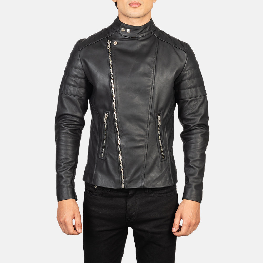 
Close-Up Detail of Band with Snap Buttons & Zipper Hardware on Men's Faisor Mocha Suede Biker Jacket