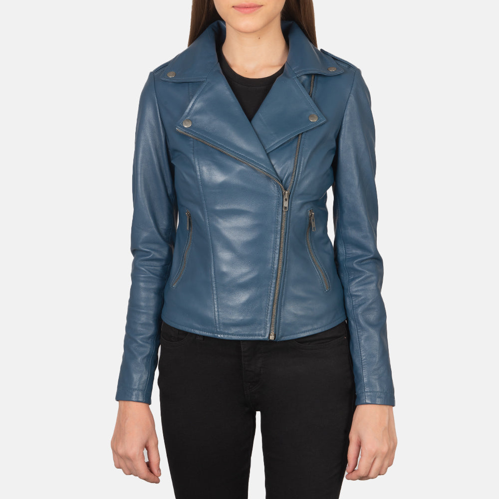 
Zipper & Hem Craftsmanship Construction Detail on Women's Flashback Red Leather Biker Jacket