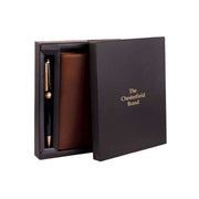 
Close-Up Detail of Classic Collar & Heavy-Duty Zipper Hardware on Giftset Leather Writing Case and Pen (Passport holder)
