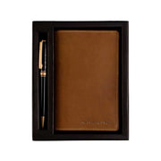 
Giftset Leather Writing Case and Pen (Passport holder) in Classic Full-Grain Leather - Front Profile View & Tailored Silhouette | Buy Online
