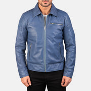 
Men's Lavendard Brown Leather Biker Jacket - Lateral Side Profile View Showing Sleeve Cut & Athletic Taper Fit