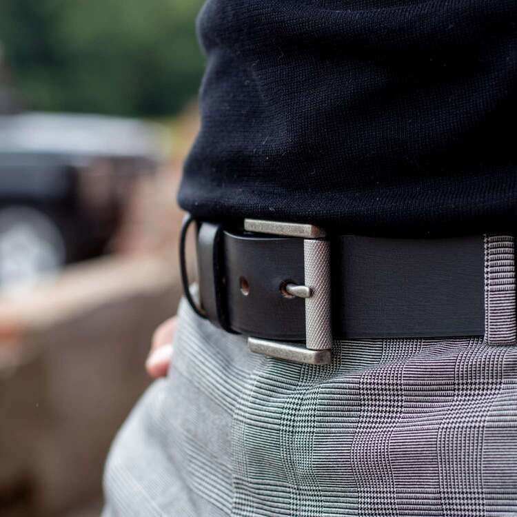 Classic 100% Full-Grain leather Belt - Rear Perspective Showing Reinforced Leather Straps & Stitching
