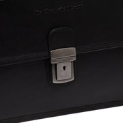 
Classic 100% Full-Grain leather Briefcase - Rear Perspective Showing Reinforced Leather Straps & Stitching