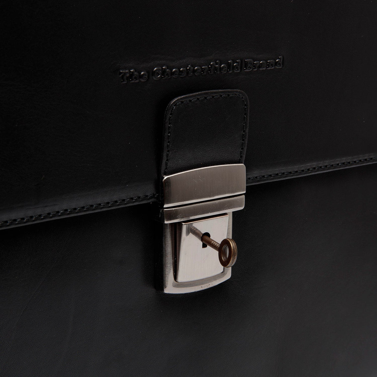 
Classic 100% Full-Grain leather Briefcase - Rear Perspective Showing Reinforced Leather Straps & Stitching