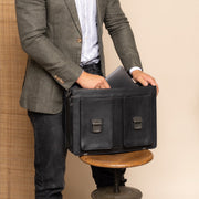 
Springfield Full-Grain Leather Briefcase - Structured Side Profile Showing Gusset Depth & Expansion Capacity