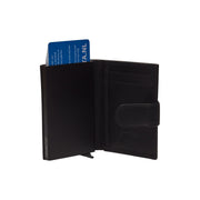 
Solid Antique Brass Hardware & Heavy-Duty Dual Zipper Detail on Hannover Full-Grain Leather Card Holder