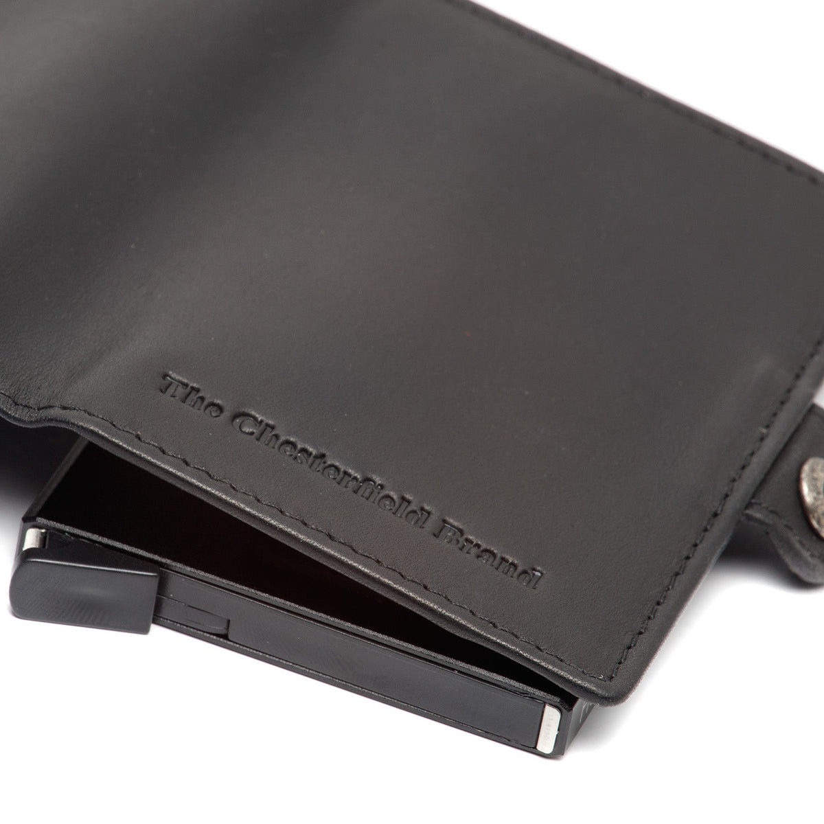 
Lagos Full-Grain Leather Card Holder - Structured Side Profile Showing Gusset Depth & Expansion Capacity