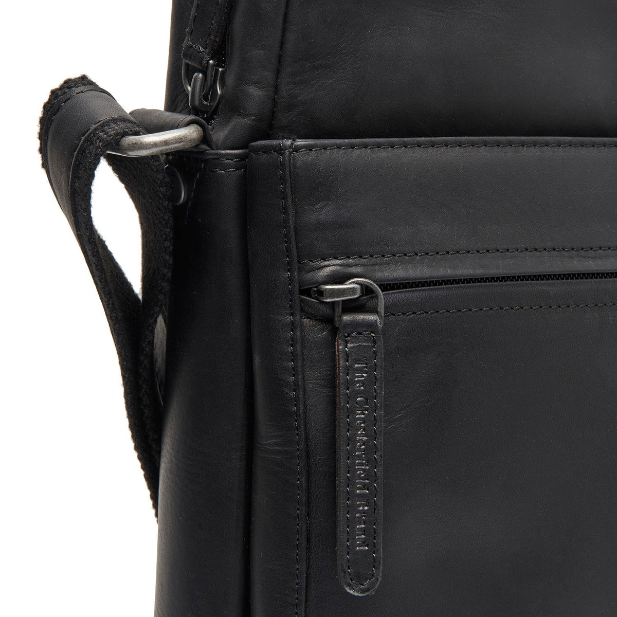 
Anzora Full-Grain Leather Crossbody Bag - Structured Side Profile Showing Gusset Depth & Expansion Capacity