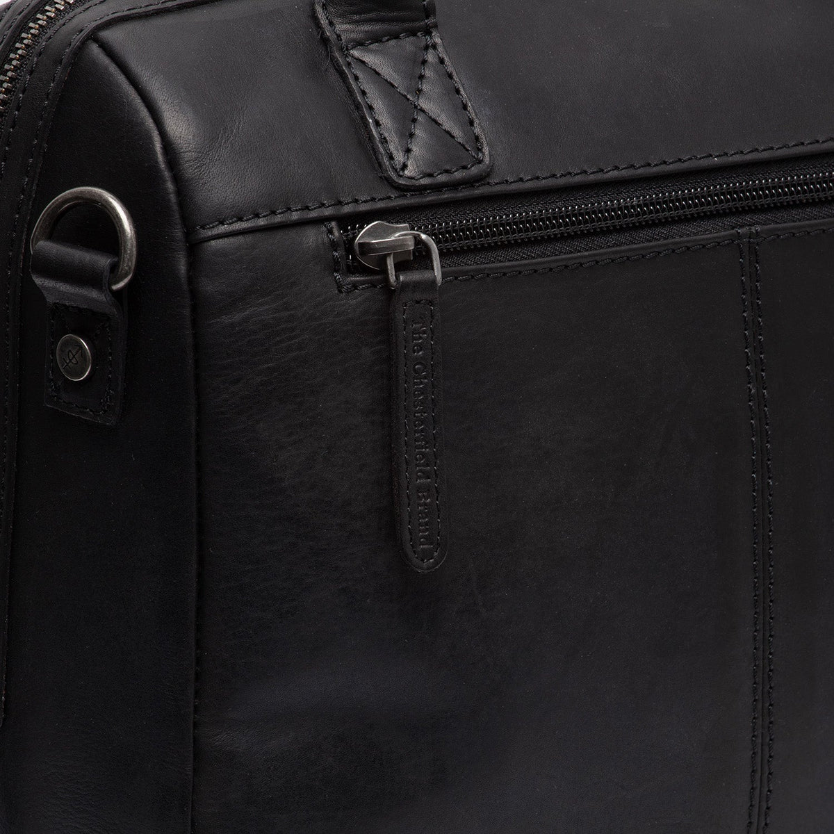 
Tailored Rib Cuffs & Hem Craftsmanship Construction Detail on Langton Full-Grain Leather Handbag