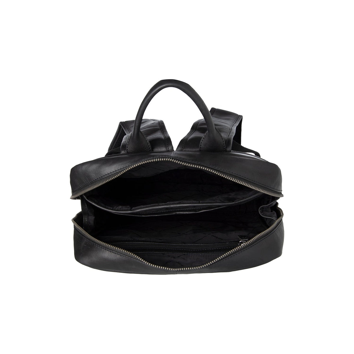 
Nicola Full-Grain Leather Laptop Backpack - Structured Side Profile Showing Gusset Depth & Expansion Capacity