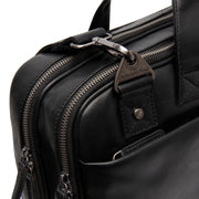 
Solid Antique Brass Hardware & Heavy-Duty Dual Zipper Detail on Iseo Full-Grain Leather Laptop Bag