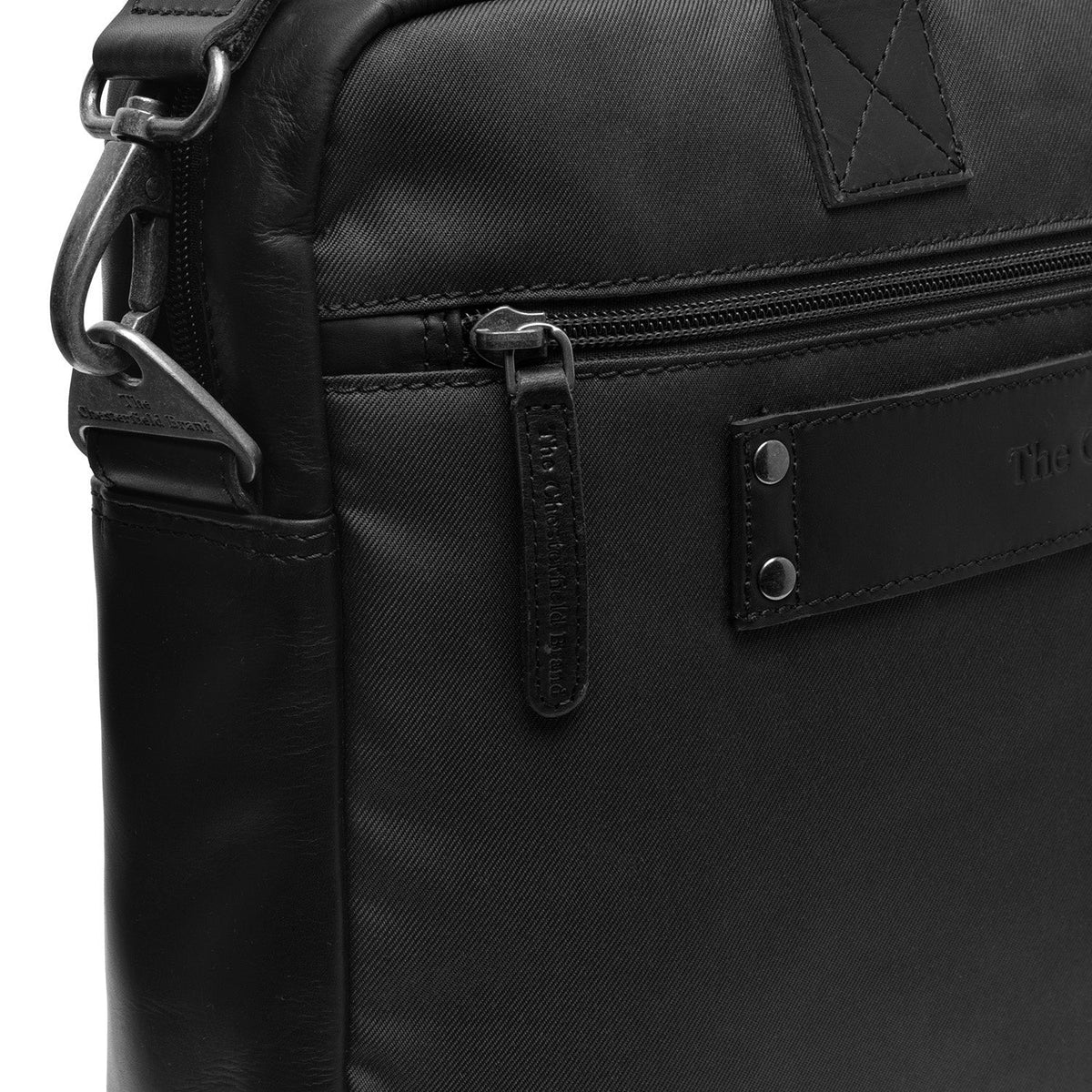 
Classic 100% Full-Grain leather Briefcase - Rear Perspective Showing Reinforced Leather Straps & Stitching