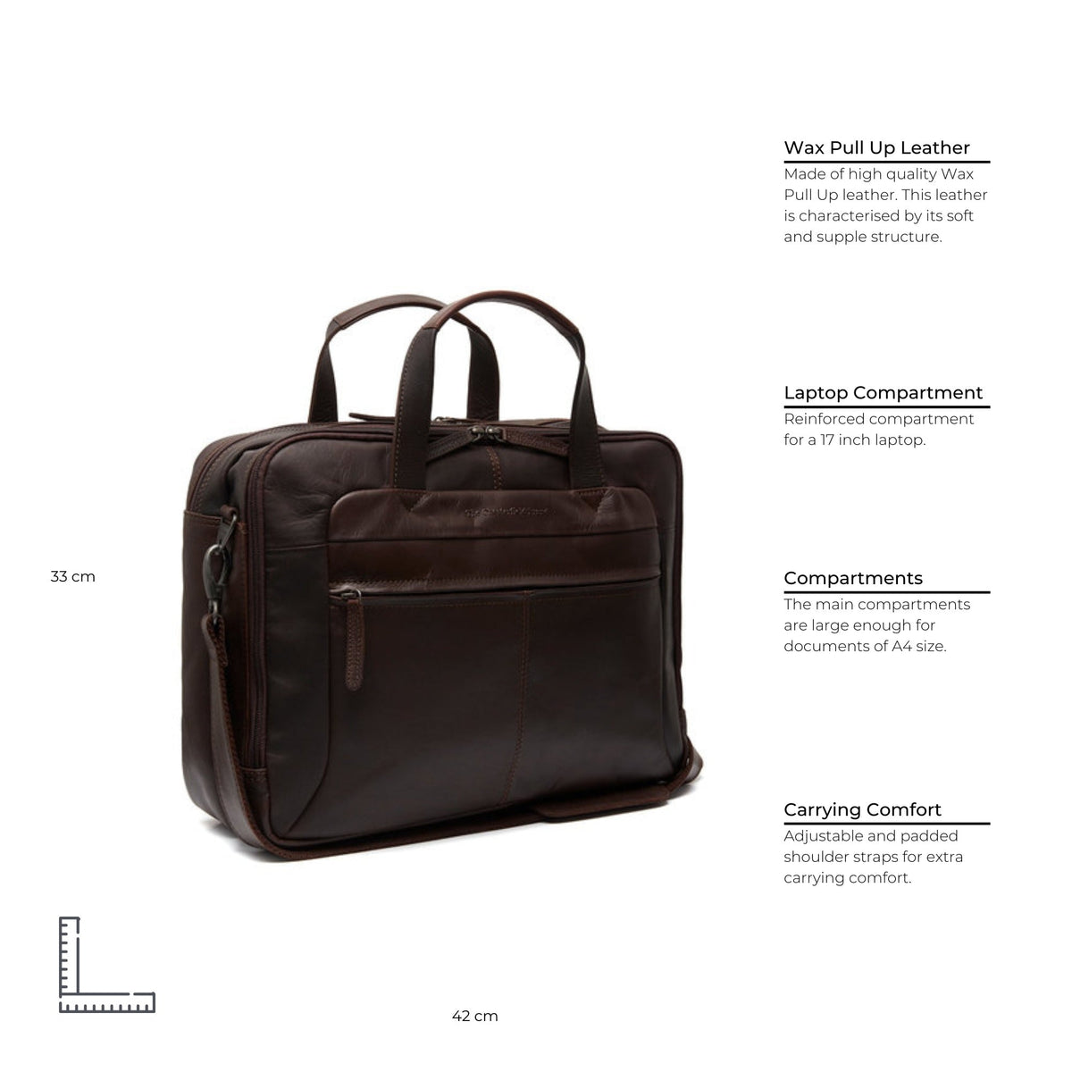 
Brown Leather Laptop Bag Ryan, detail view 6