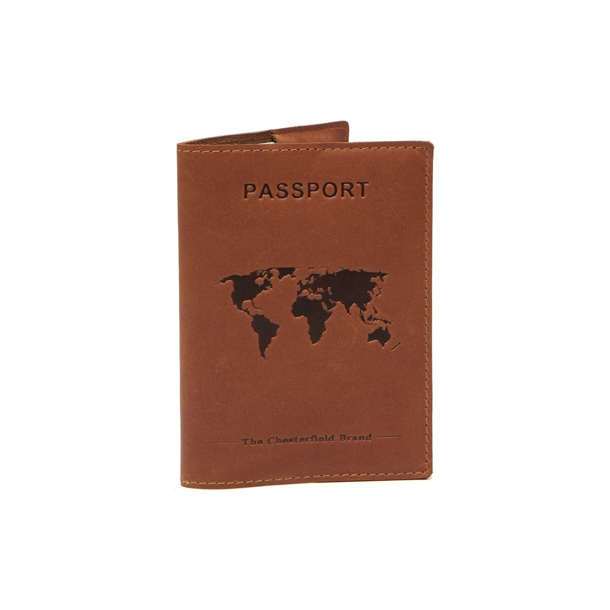 
Cognac Leather Passport Case, front view