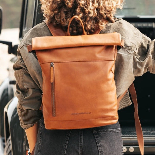 
Mazara Full-Grain Leather Roll-top Backpack – alternate product view 2