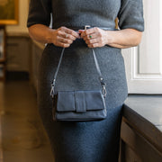 
Clifden Full-Grain Leather Shoulder Bag - Structured Side Profile Showing Gusset Depth & Expansion Capacity