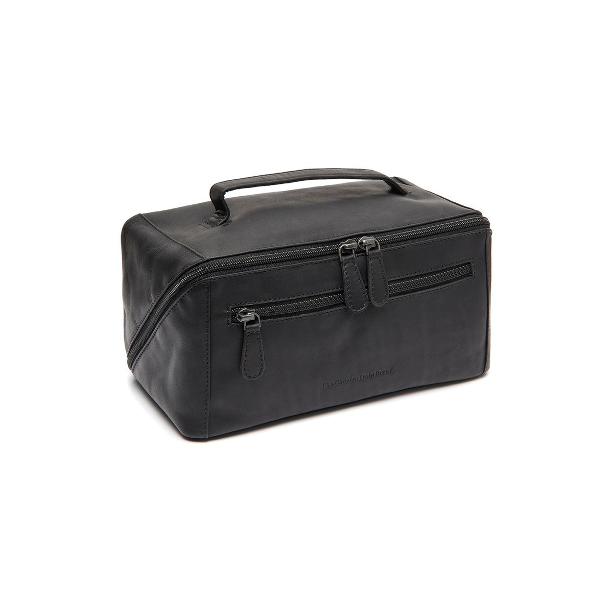 
Elmia Full-Grain Leather Toiletry Bag in Classic 100% Full-Grain Leather - Front Profile View & Tailored Silhouette | Buy Online