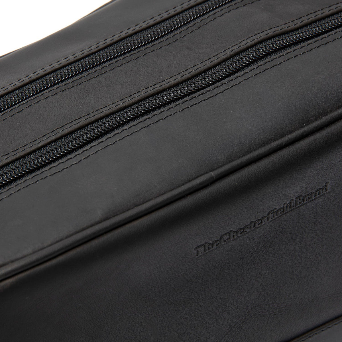 
Tailored Rib Cuffs & Hem Craftsmanship Construction Detail on Stacey Full-Grain Leather Toiletry Bag