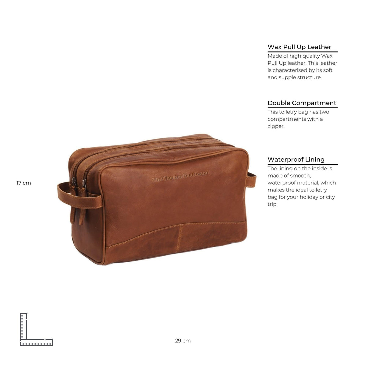 
Cognac Leather Toiletry Bag Stefan, detail view 7
