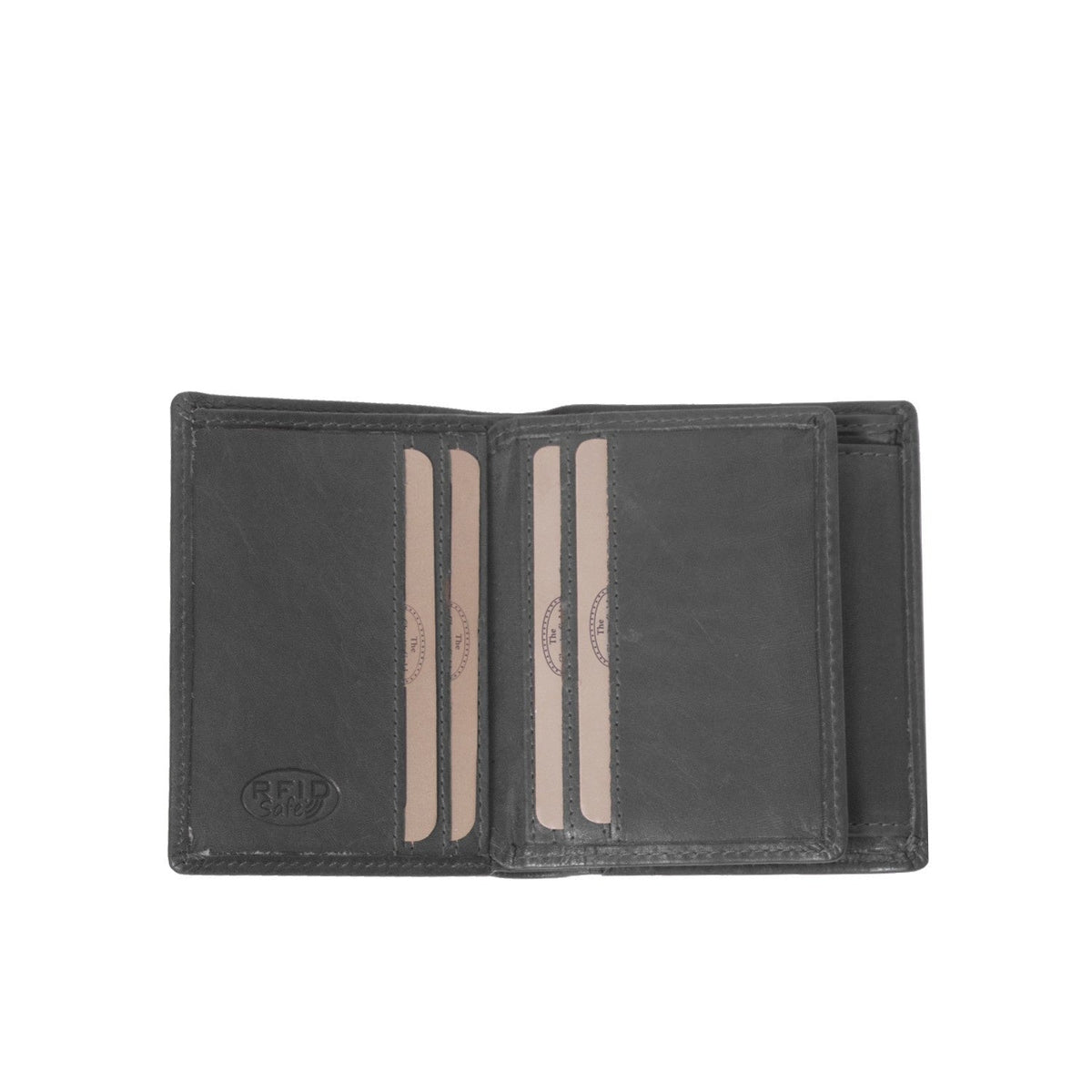 
Classic 100% Full-Grain leather Wallet - Rear Perspective Showing Reinforced Leather Straps & Stitching
