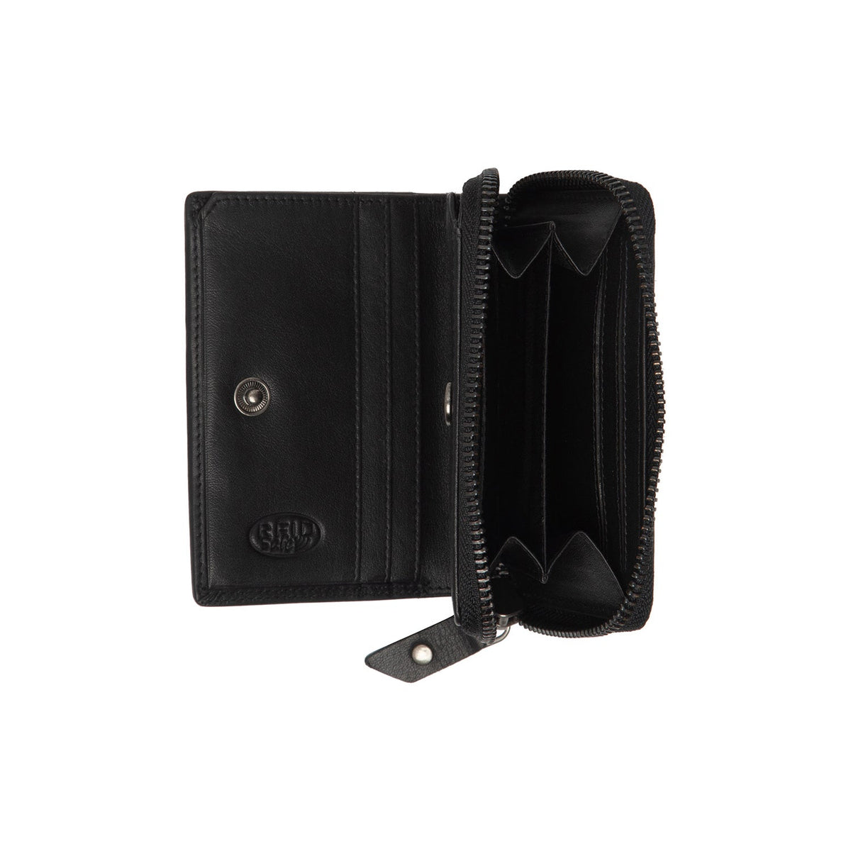 
Classic 100% Full-Grain leather Wallet - Rear Perspective Showing Reinforced Leather Straps & Stitching